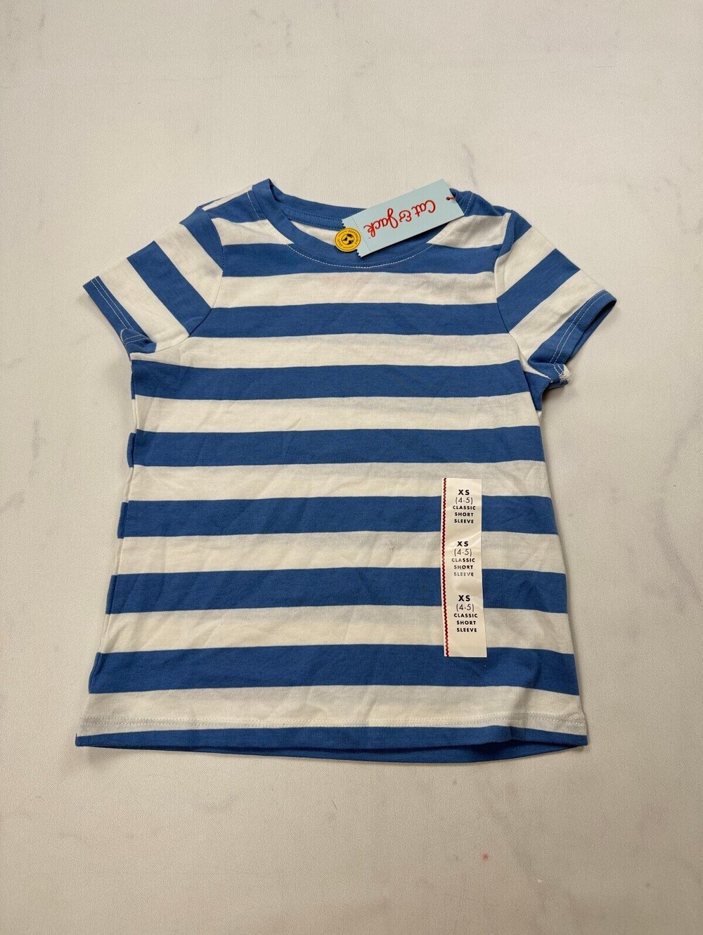 Cat & Jack T Shirt Blue 90s VTG Stripe - Girls XS